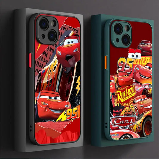 Lightning McQueen Car Phone Case for iPhone 16 Pro 11 12 Mini 13 14 Pro 15 Pro Max 7 8 Plus XS Soft Edge Matte Shell