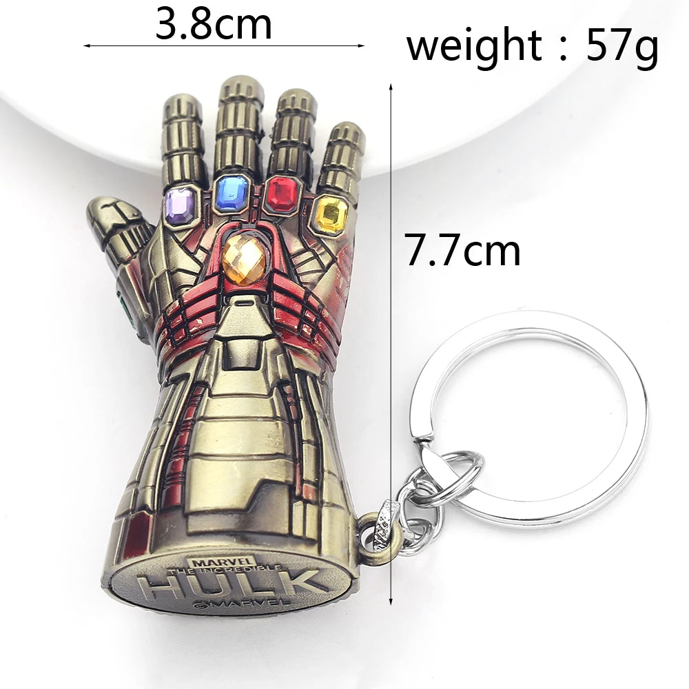 Marvel Superhero Keychain Avengers Thanos Infinity Gauntlet Metal Pendant Keyring Car Backpack Key Holder Decoration Accessories