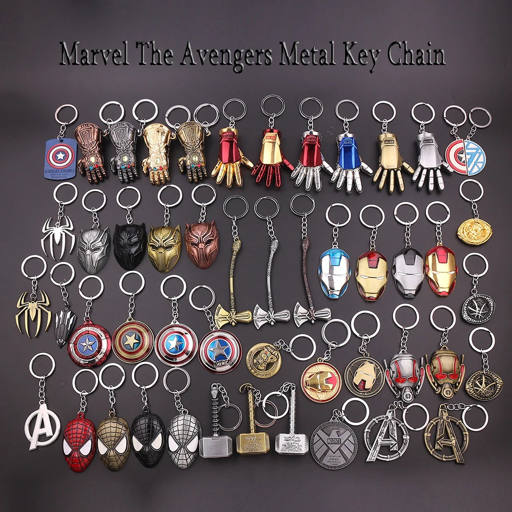 Marvel Superhero Metal Keychain for Bag, Avengers Pendant, Thor Hammer, Deadpool, Spiderman, Iron Man, Captain America Keyrings