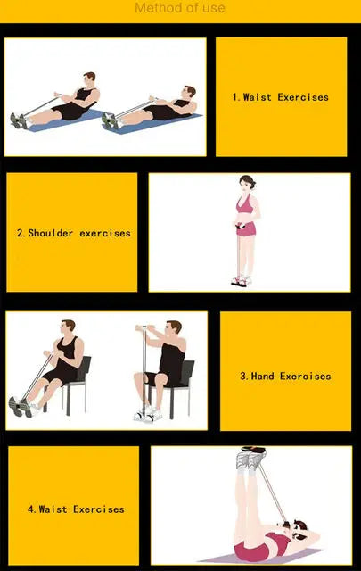 Fitness Gum 4 Tube Resistance Bands Latex Pedal Exerciser Sit-up Pull Rope Expander Elastic Bands Yoga equipment Pilates Workout