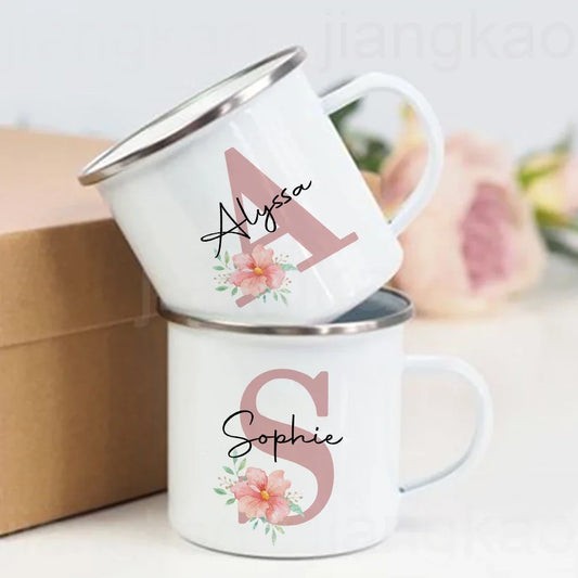 Personalized Mug Initial with Name Cup Custom Coffee Hot Chocolate Mugs Bridesmaid gift wedding birthday christmas Gifts for Her