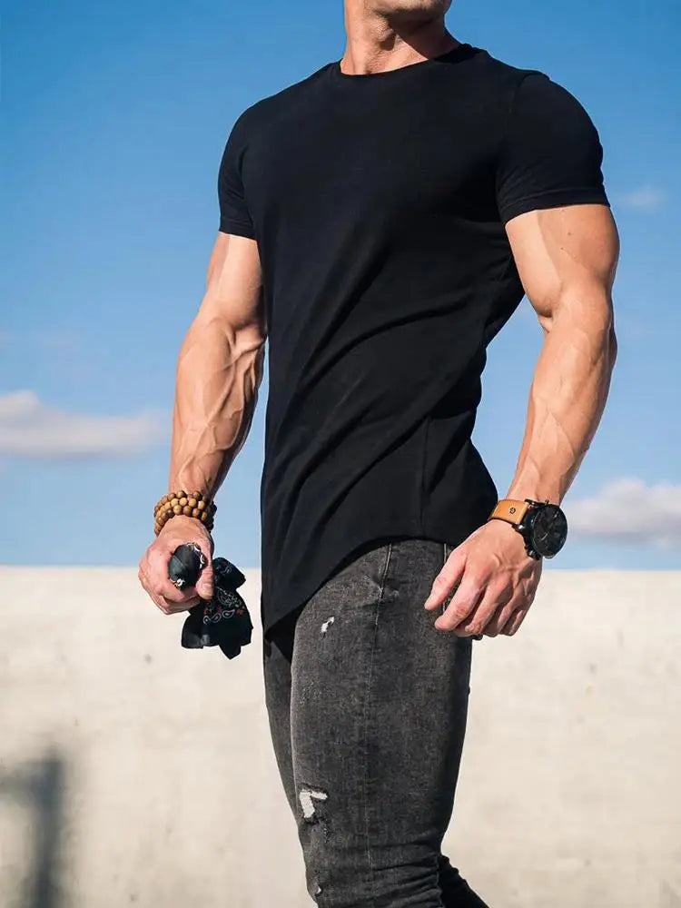 Muscle fitness T-shirts, sports training T-shirts, high-quality cotton T-shirts for men, fitness and sports T-shirts