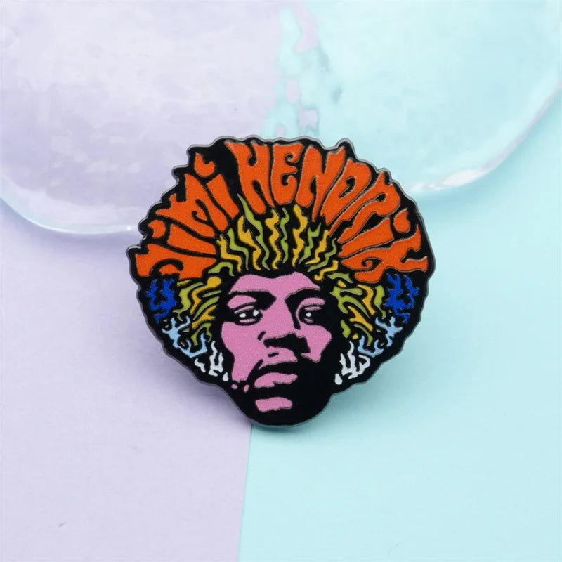 Rock Singer Jimi Hendrix Badge Great Electric Guitarist Lapel Pin Hip Hop Punk Jewelry Fan Collection