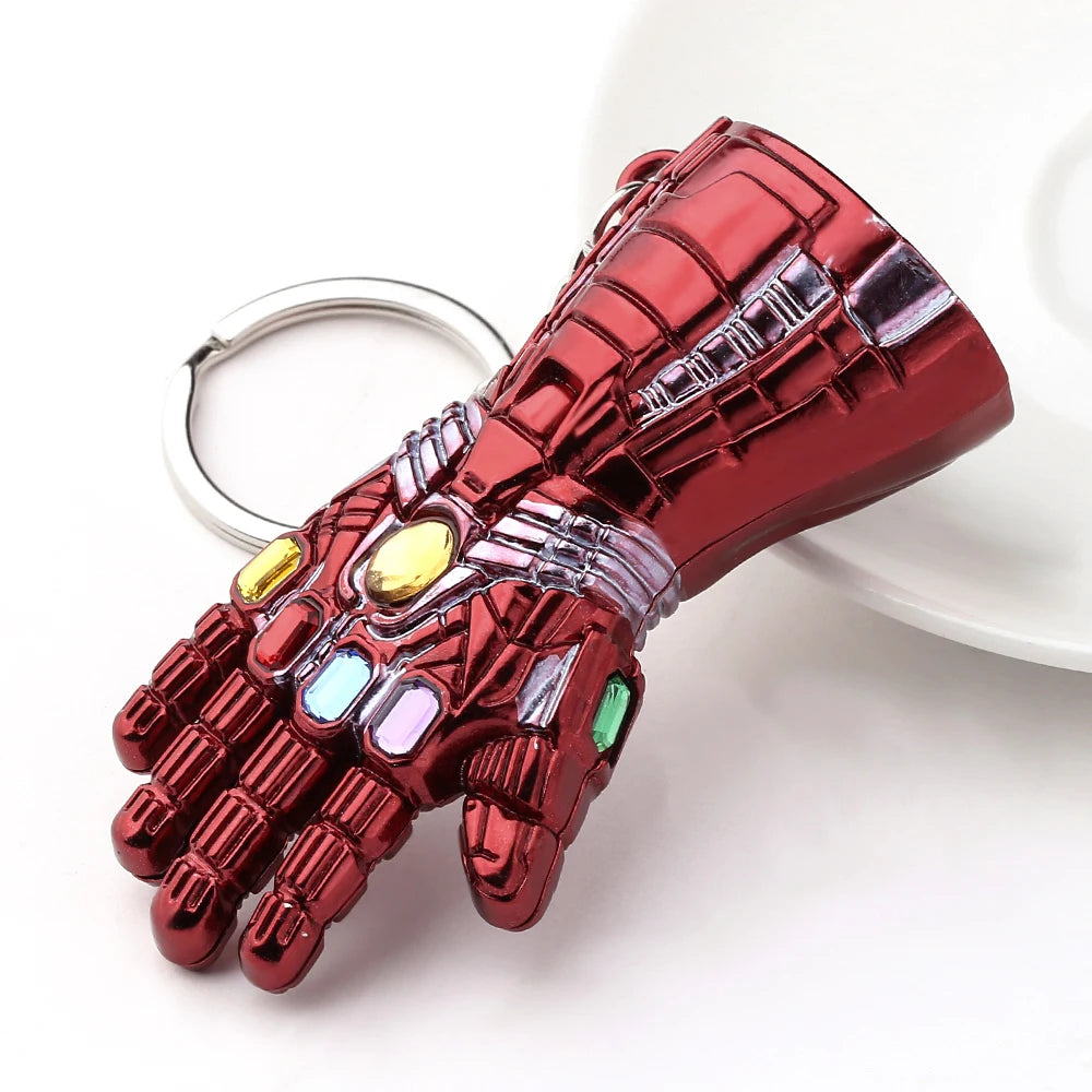 Marvel Superhero Keychain Avengers Thanos Infinity Gauntlet Metal Pendant Keyring Car Backpack Key Holder Decoration Accessories
