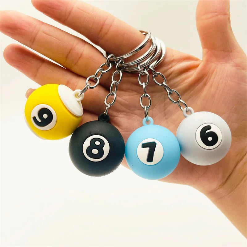 PVC Billiard Keychain Fashion Cute Cartoon Colorful Bag Key Chain Keyring Ornament Bag Purse Charm Accessories Easter Gifts