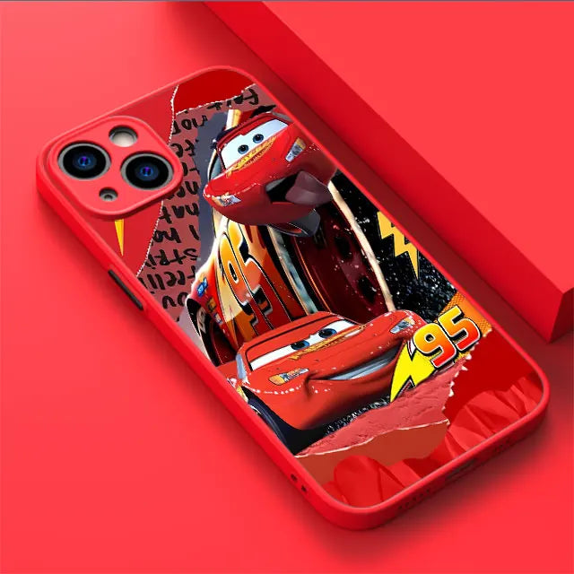 Lightning McQueen Car Phone Case for iPhone 16 Pro 11 12 Mini 13 14 Pro 15 Pro Max 7 8 Plus XS Soft Edge Matte Shell