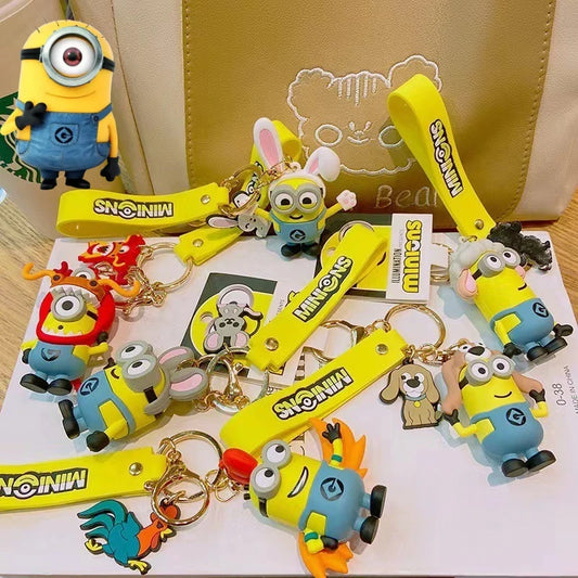 Minions Zodiac Keychain Cartoon Pvc Despicable Pendant Keyrings Fashion Backpack Key Holder Anime Creative Cosplay Decoration