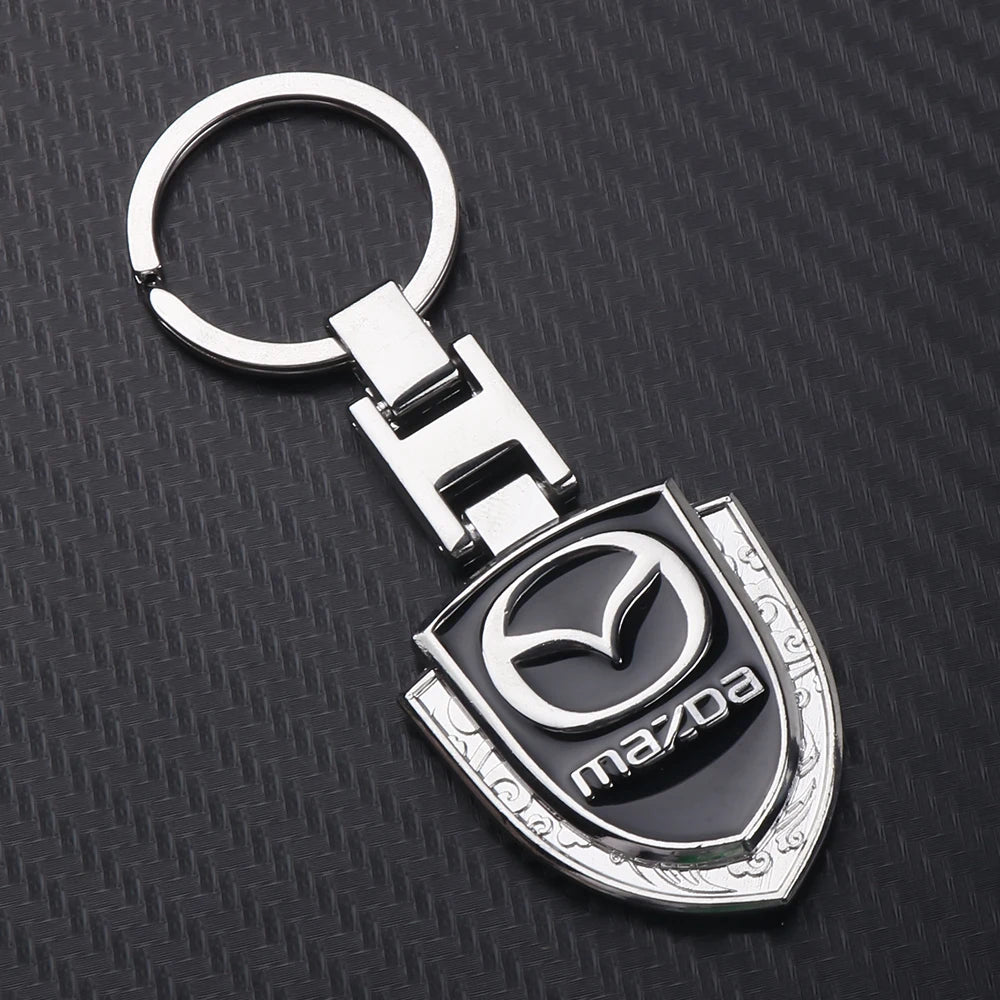 1Pc Car Key Holder KeyRing Leather Keychain With Logo Accessories For Mazda 2 3 MS 6 CX 5 Artzma 6 Axela MX30 CX-8 Miata Demio 7