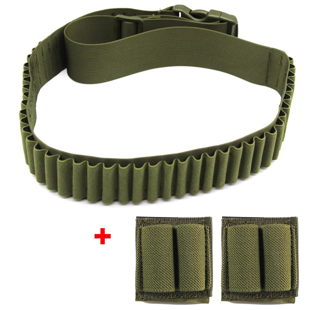 Tactical 50-Rounds Rifle Bullet Cartridge Bandolier Ammo Belt Sling with 2-Round Bullet Holder Patch for 308 Cal. 30-30 30-06