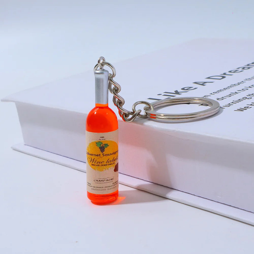 1PC Trendy Acrylic Simulated Wine Bottle Keychain for Man with Cool Charm, Decorative Accessory for Keys,Bags & Backpacks Gift
