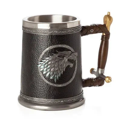 Viking Mug Vintage Coffee Cup Stainless Steel Resin Beer  A Song of Ice and Fire Wine Set 3D Gothic Goblet Whiskey Glass