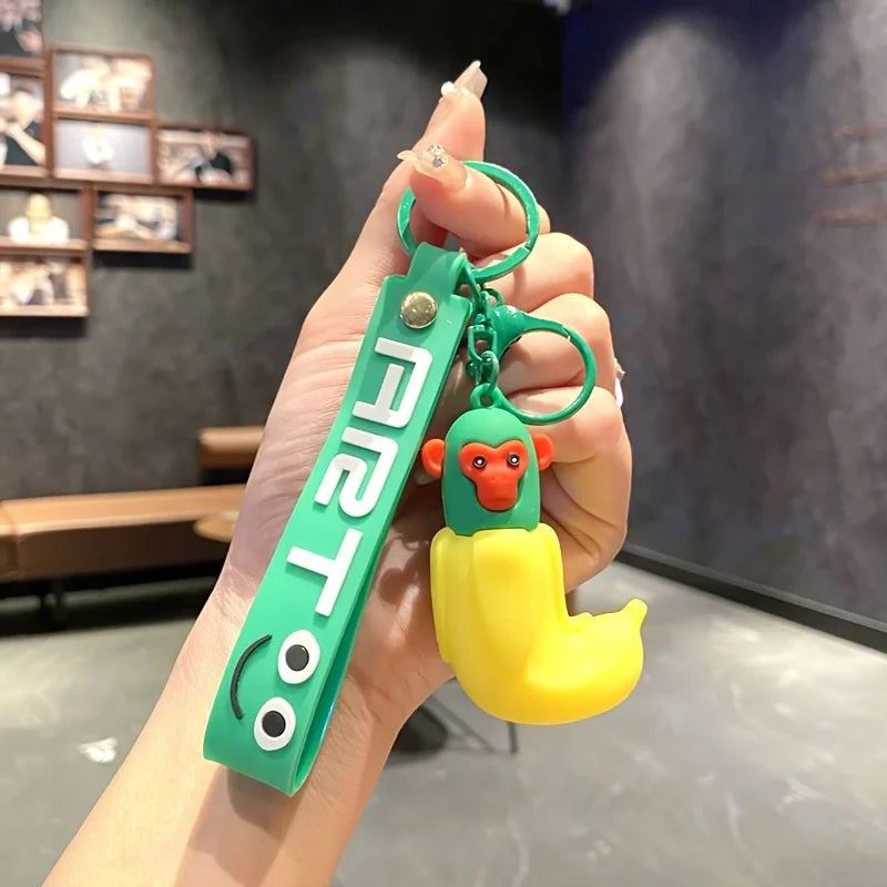 1Pcs Cartoon Figurine Abstract PVC Keychain Bag Pendant Model Keyring Desktop Car Hanging Pendant Keyring Accessories Cute Gifts