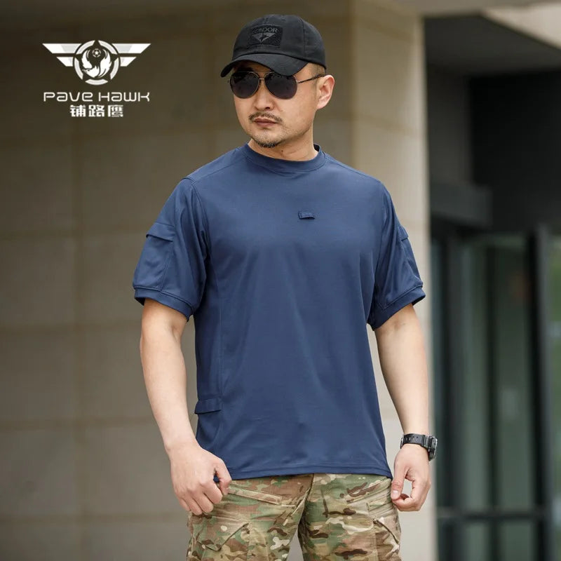 Men's Army Tactical T-shirt Military Training Quick-drying Breathable Short Sleeves Summer Beach Sun Protection Casual T-shirt