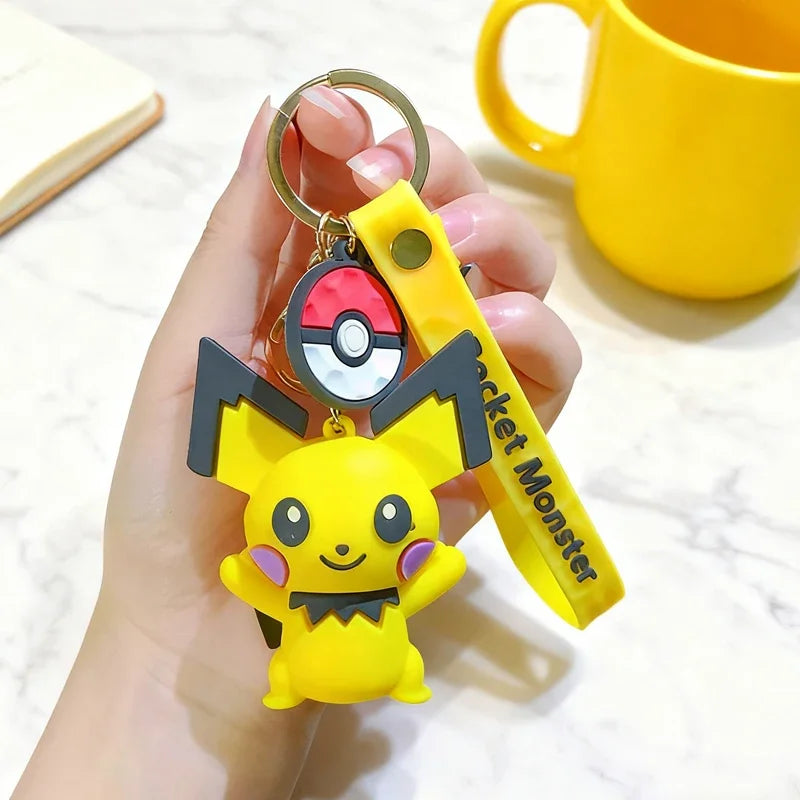 New Pokemon Pikachu Keychain Anime* Cartoon Key Chain Charmander Psyduck* Fashion Keyring Pendant Accessories Toys Kids Gifts*