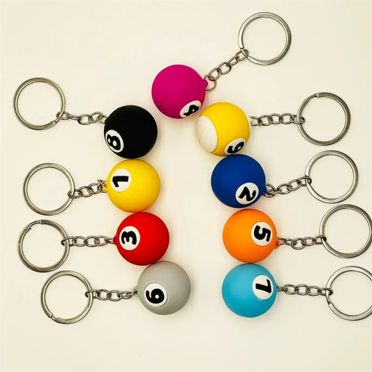 PVC Billiard Keychain Fashion Cute Cartoon Colorful Bag Key Chain Keyring Ornament Bag Purse Charm Accessories Easter Gifts