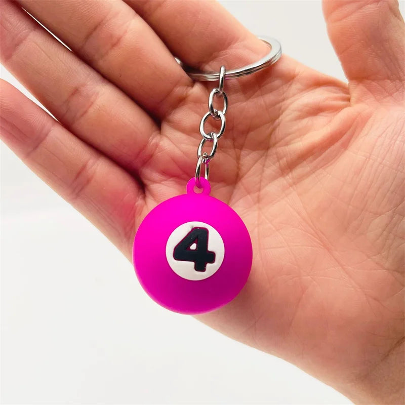 PVC Billiard Keychain Fashion Cute Cartoon Colorful Bag Key Chain Keyring Ornament Bag Purse Charm Accessories Easter Gifts