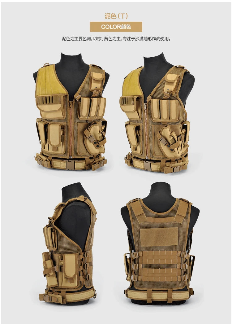 Multifunctional Military Tactical Vest Anti Puncture Clothing Mesh Breathable Summer CS Tops Outdoor Protective Clothing