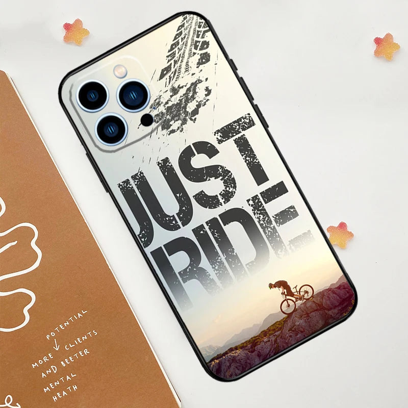 Cycling Bike Phone Case For iPhone 15 16 14 13 12 11 Pro Max Mini Plus XS X XR Back Cover