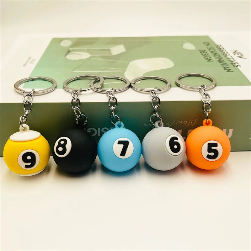 PVC Billiard Keychain Fashion Cute Cartoon Colorful Bag Key Chain Keyring Ornament Bag Purse Charm Accessories Easter Gifts