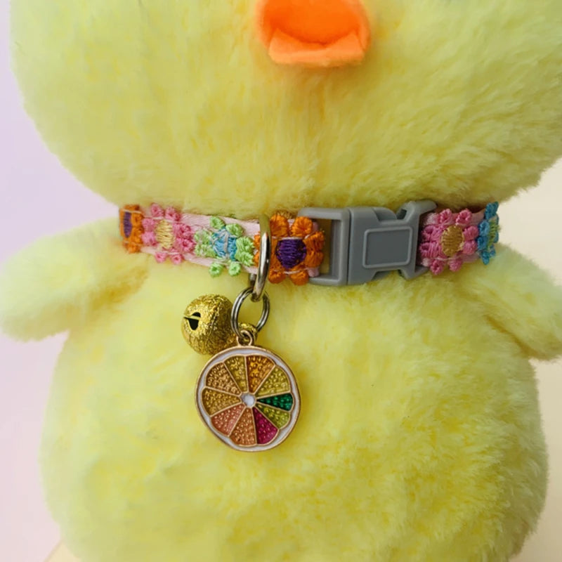 Pet Collar With Bell Cartoon Footprint Colorful Dog Puppy Kitten Collar Adjustable Safety Bell Ring Necklace Pet Accessories