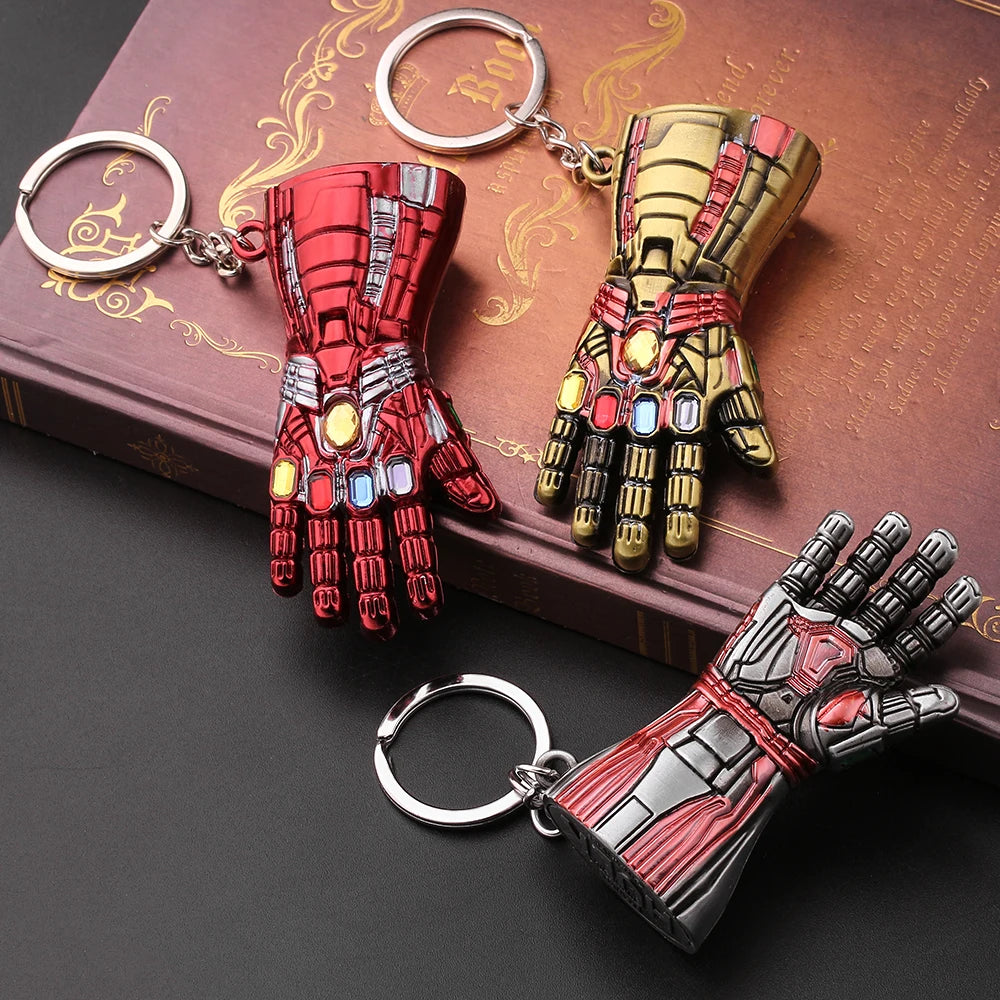 Marvel Superhero Keychain Avengers Thanos Infinity Gauntlet Metal Pendant Keyring Car Backpack Key Holder Decoration Accessories