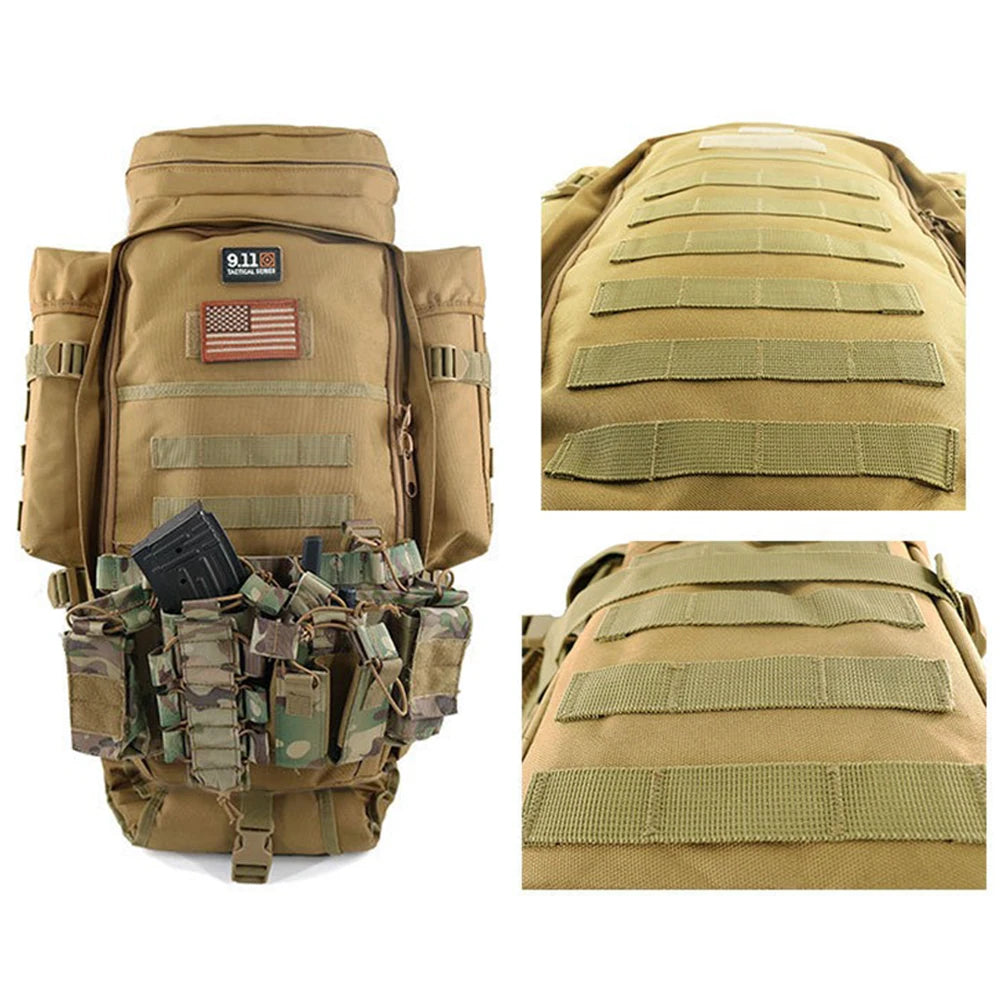 Tactical Backpacks Large Capacity 70L Assault Bags Molle Outdoor Pack for Trekking Camping Hunting Hiking Gun Bag