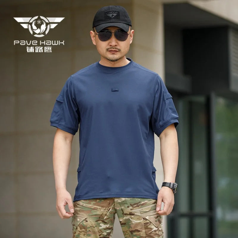 Men's Army Tactical T-shirt Military Training Quick-drying Breathable Short Sleeves Summer Beach Sun Protection Casual T-shirt