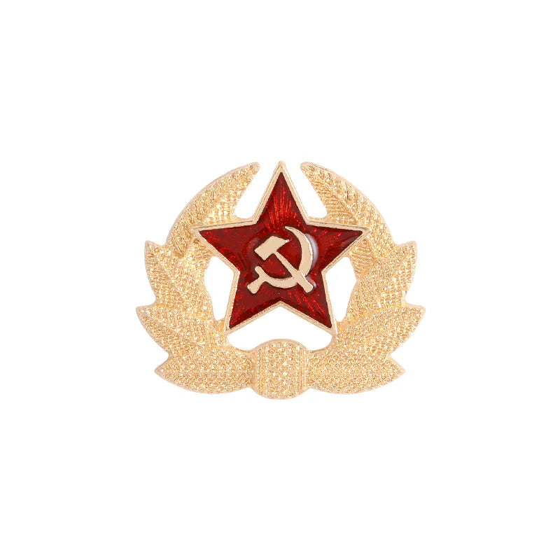 Socialist Pointed Star Symbol Enamel Pins Red Star Sickle Hammer Cold War Brooches Gift Icon Badge Lapel Metal Pin For Coat Cap