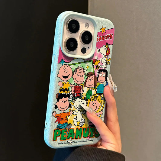 Kawaii Snoopy Phone Case for IPhone 11 12 13 14 15 16 Pro Max XR XSMAX 7 8 Plus Mini Lovely Y2K Cartoon Glitter Cover