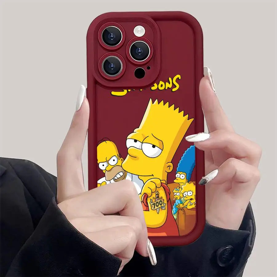 Funny Cartoon SimpsonS Phone Case for iPhone 15ProMax 13 Mini 12 Pro 16 11 Pro SE XS Max 8 7 XR 14 Plus Soft Cover Luxury