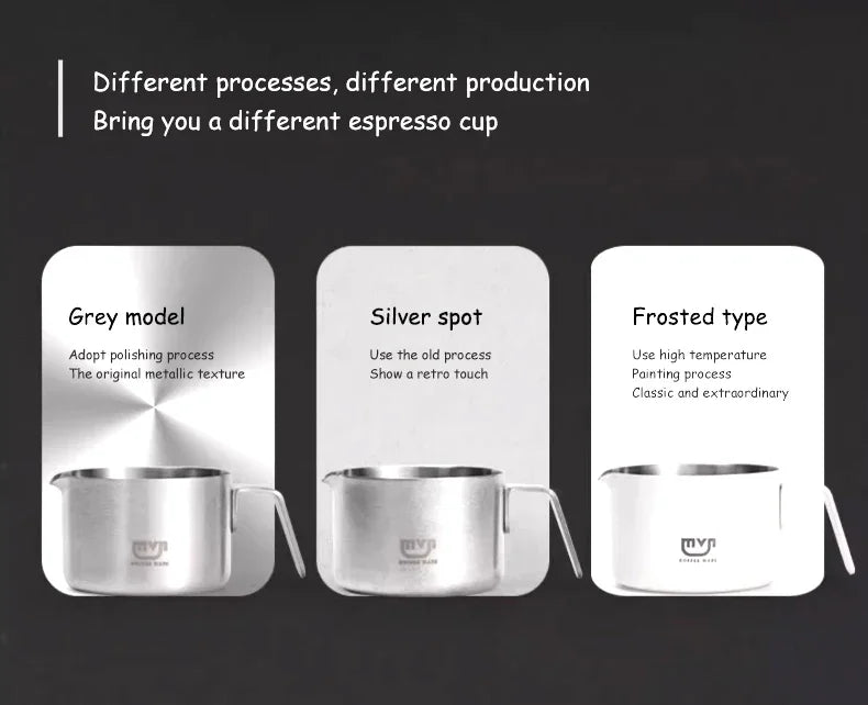 MUVNA Espresso Mug - Star Rain, 100ml Stainless Steel Coffee cup with Scale, Coffee Mugs with Handle, Colourful, Black & White