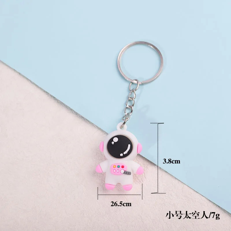 1PCS PVC Cartoon Planet Tour Astronaut Keychain Cute Astronaut Couple Chain Soft Rubber Small Pendant Key Ring Gift Aesthetic