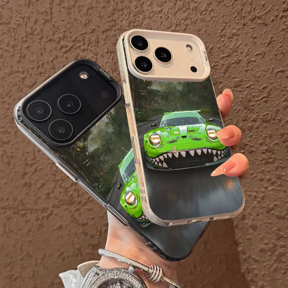 1PC Artistic Luxury Cars Phone Case For IPhone 17 17Air 16 15 14 13 12 11 Pro Max Plus Colorful Silver