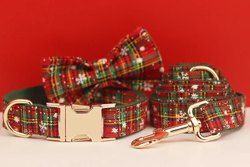 Pet dog collar Handmade knitted necklace Pet dog supplies Woven accessories Autumn Winter Christmas set