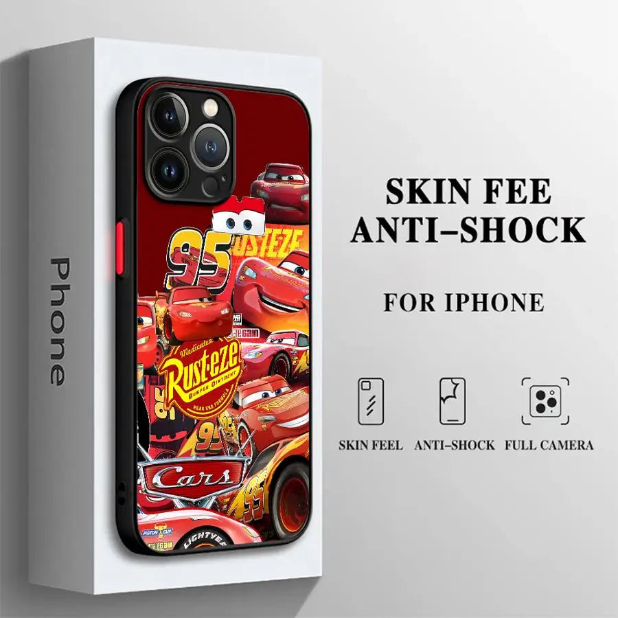 Lightning McQueen Car Phone Case for iPhone 16 Pro 11 12 Mini 13 14 Pro 15 Pro Max 7 8 Plus XS Soft Edge Matte Shell