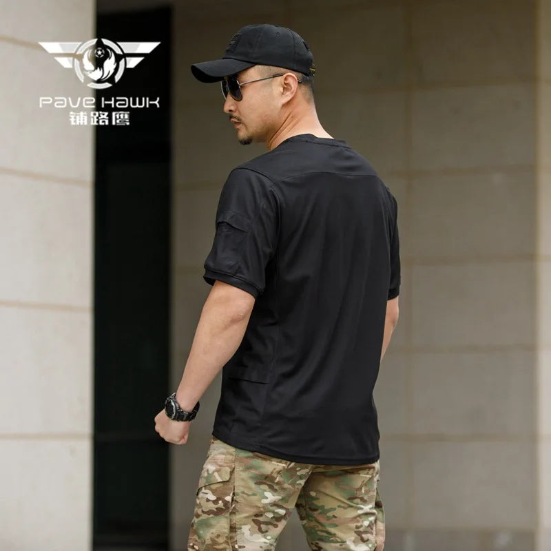 Men's Army Tactical T-shirt Military Training Quick-drying Breathable Short Sleeves Summer Beach Sun Protection Casual T-shirt