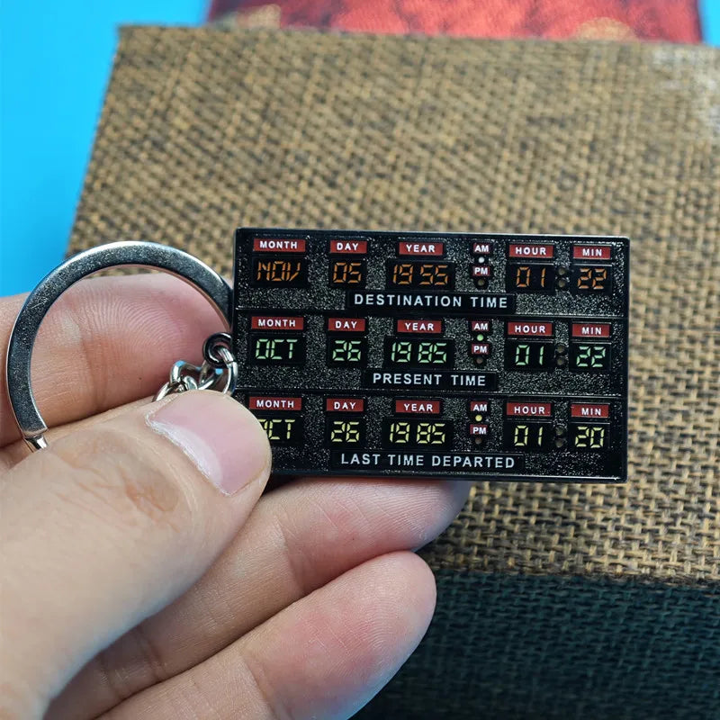 Time Circuits Keychain Marty McFly Doc Brown Time Travel Gift Classic movies Back To The Future Delorean Replica Prop Keyring