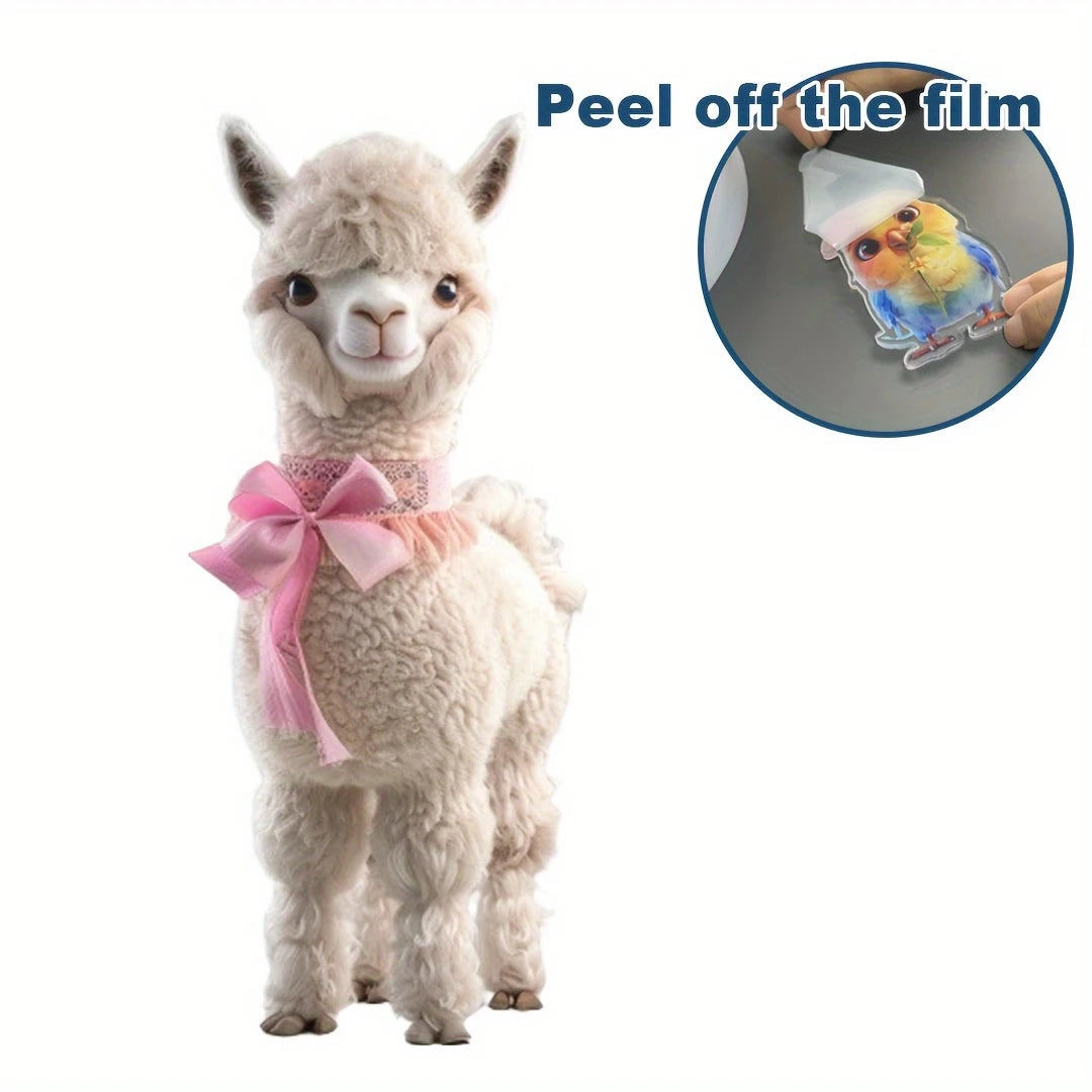 1 Cute Alpaca Acrylic Keychain 2D Graphic Design with Pink Bow Perfect for Car Rearview Mirror Home Decor PendantCarDecorations