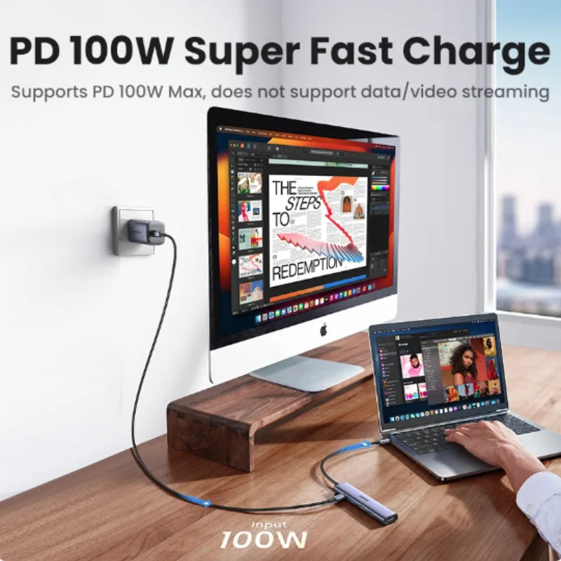 UGREEN 5 in 1 USB C Hub 4K HDMI USB HUB 100W Multiport Adapter for MacBook Pro/Air, iPad Pro, iMac, iPhone 15 Pro/Pro Max, XPS