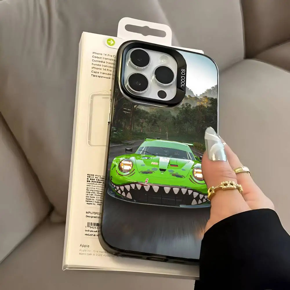 1PC Artistic Luxury Cars Phone Case For IPhone 17 17Air 16 15 14 13 12 11 Pro Max Plus Colorful Silver