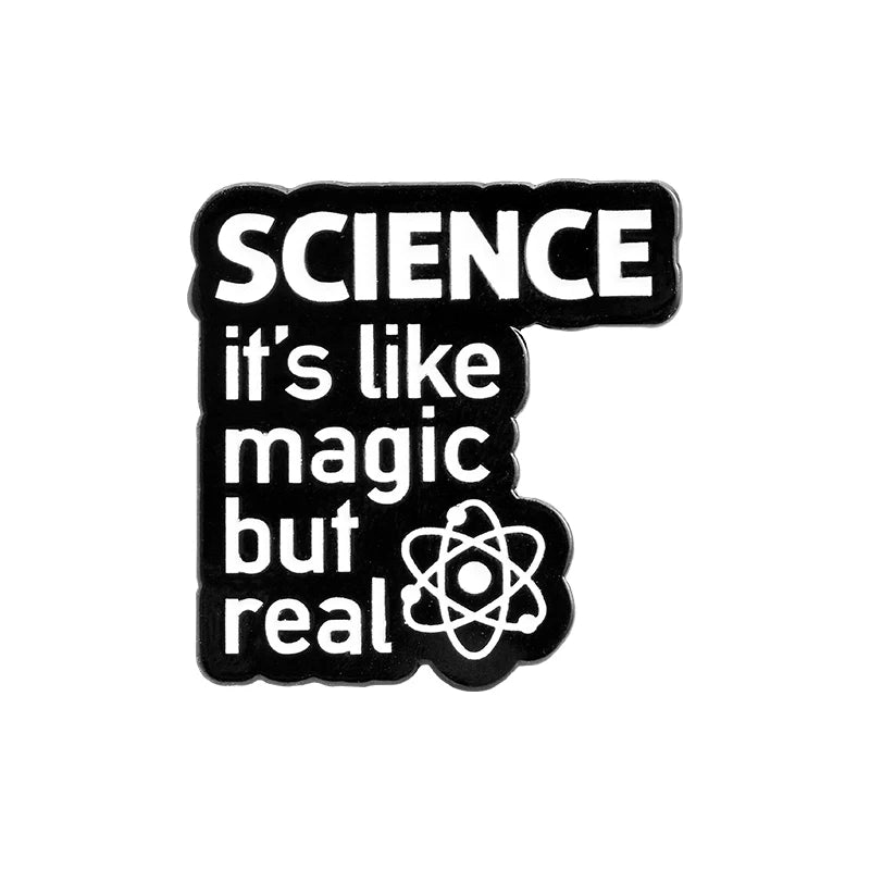Science It's Like Magic But Real Enamel Pins Black Letters Energy Milk Coffee Magical Chemical Badge Pin Buckle Gift for Friends