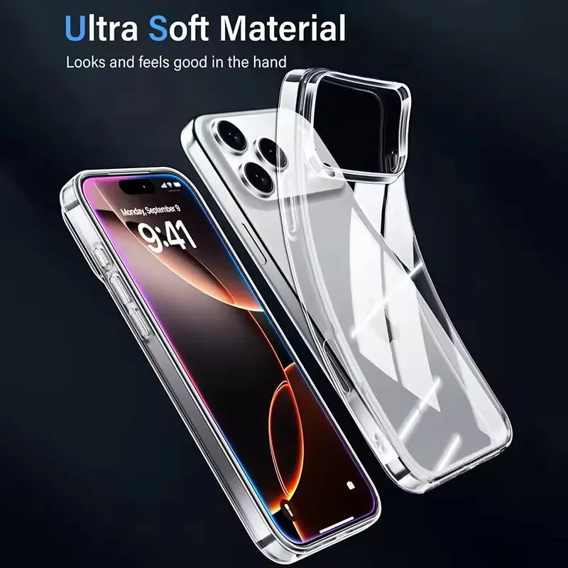 Clear Phone Case For iPhone 17 15 14 11 12 13 16 Pro Max Soft TPU Ultra-thin Back Cover Case For iPhone Air XR X XS 16 15 Plus