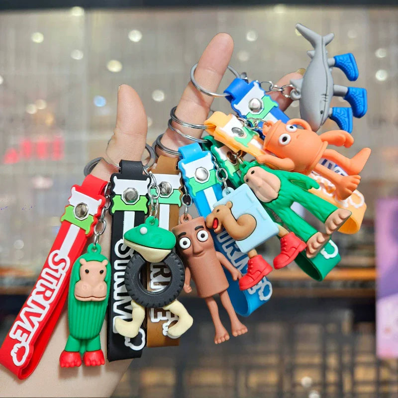 Tungtung Sahur Brainrot Figurine Keychains Shark Tralalero Tralala Plush Keychain Ballerina Cappuccino Brr Patapim Keyrings Deco