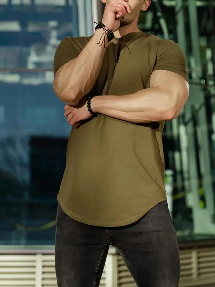 Muscle fitness T-shirts, sports training T-shirts, high-quality cotton T-shirts for men, fitness and sports T-shirts