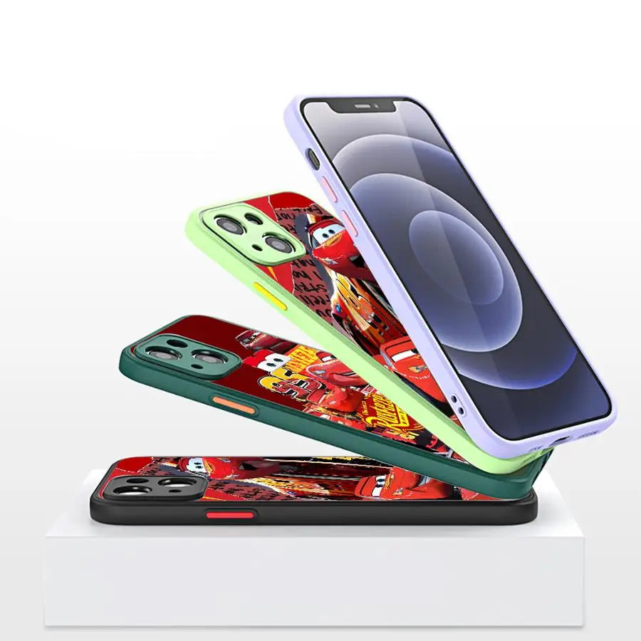 Lightning McQueen Car Phone Case for iPhone 16 Pro 11 12 Mini 13 14 Pro 15 Pro Max 7 8 Plus XS Soft Edge Matte Shell