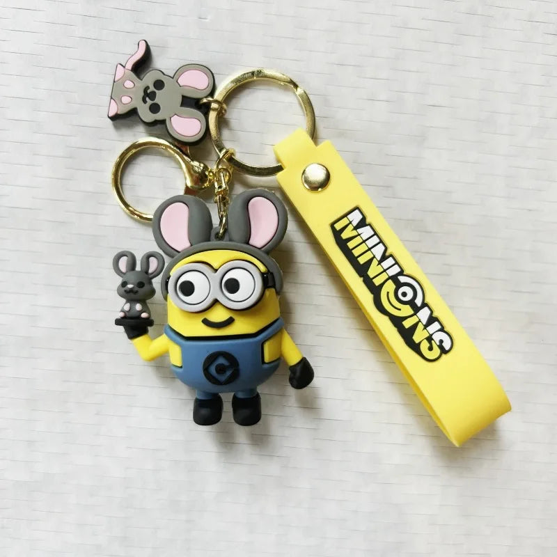 MINISO Minion Keychain Chinese Zodiac Series Cute Cartoon Children's Toy Keyring School Pack Car Key Accessories Gift