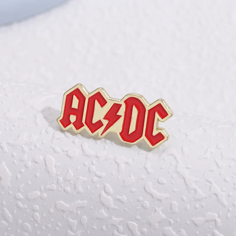 Rock band commemorative badges, Simple letters AC DC punk style alloy pins, accessories for clothing and bags, gifts for friends