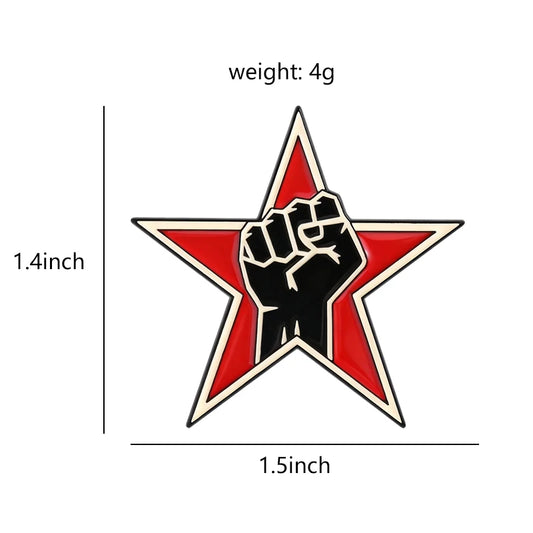Red Star Fist Enamel Pins Rock Band Brooches Lapel Badges 90'S Anti-war Music Jewelry Gift for Fans Friends