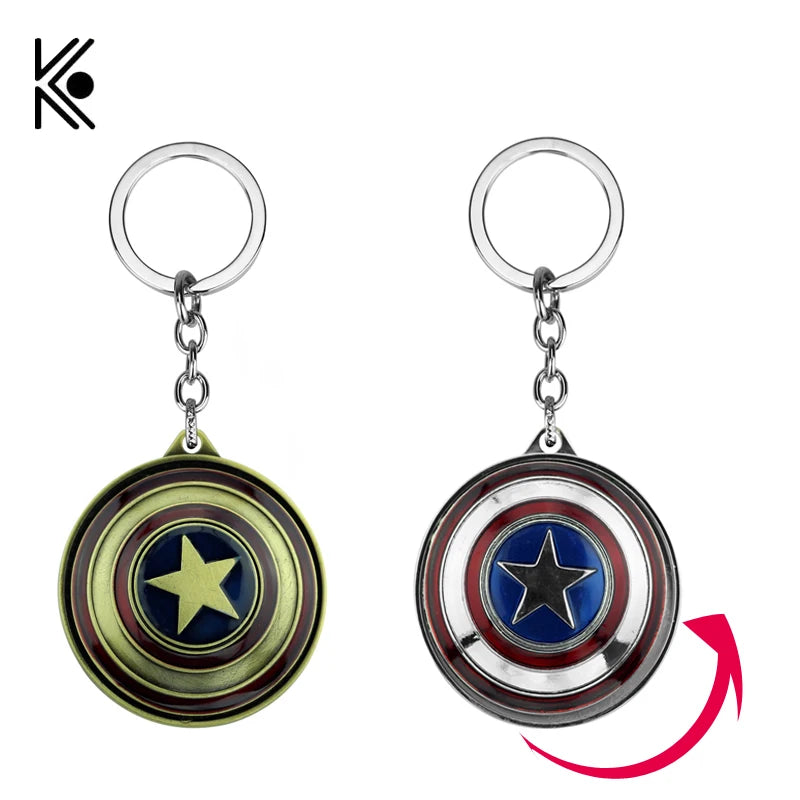 Marvel Captain America Shield Keychain Fun Rotate Relieve Anxiety Toy Keyring Avengers Car Bag Key Holder
