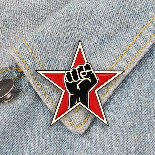 Red Star Fist Enamel Pins Rock Band Brooches Lapel Badges 90'S Anti-war Music Jewelry Gift for Fans Friends